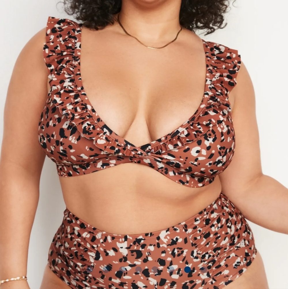 OLD NAVY PLUS SIZE ABSTRACT LEOPARD PRINT BIKINI - Picture 1 of 8